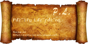 Pálfy Lóránt névjegykártya